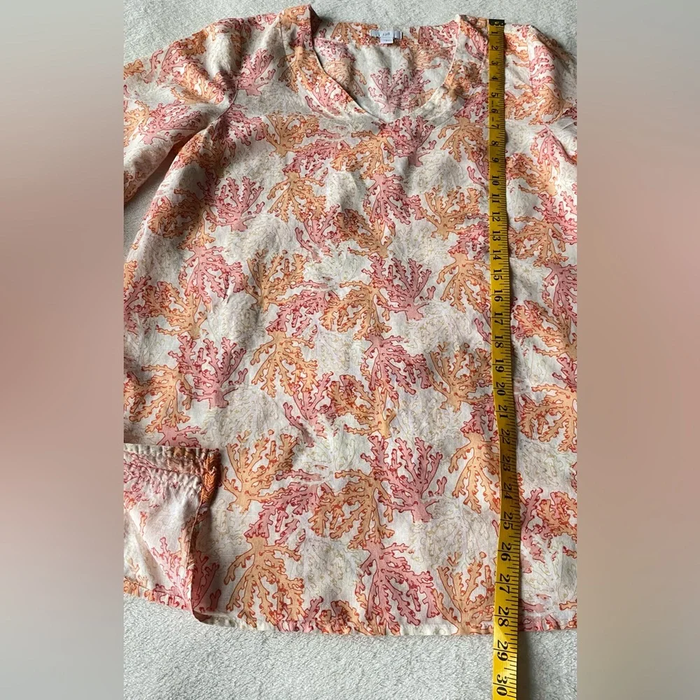 šŖø J. Jill sz.S Orangeā Multi Linen Blend Coral Reef Print Tunic Top Blouse - Picture 14 of 16